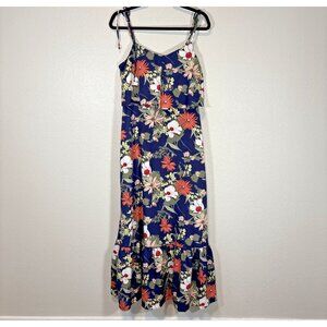 BANANA REPUBLIC Floral Print Ruffle Hem Maxi Dress Sleeveless Women's Sz 6